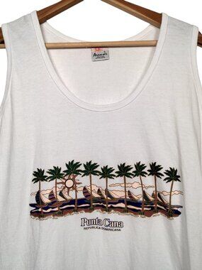 Punta Cana Republica Dominicana Tank Top Dress L Swim Cover Up Beach Sailboat